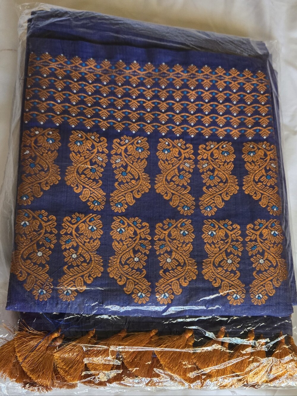 Beautiful Indigo Color 3-Piece Mekhala Chador Set From Assam